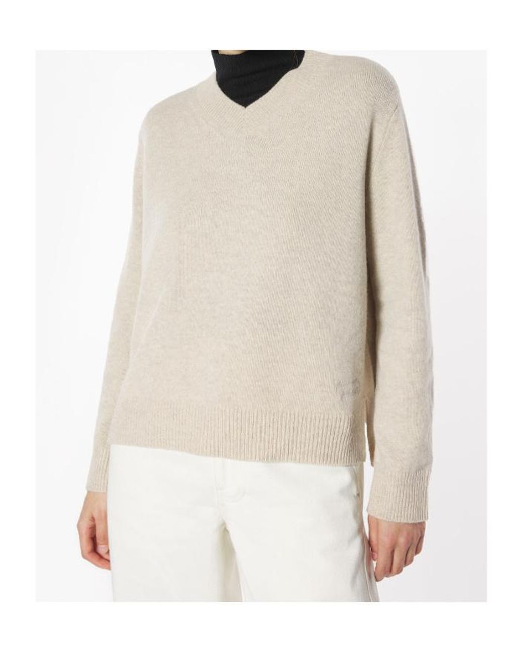 Maison Kitsuné White Maison Kitsuné Comfort V-Neck Jumper