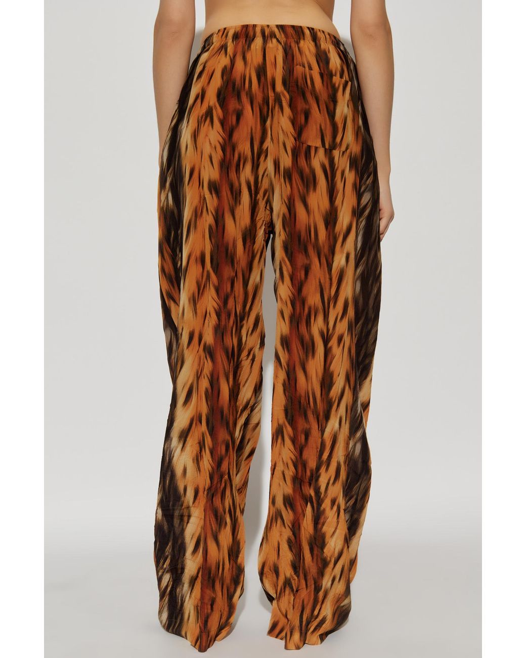 Balenciaga Brown Fur Print Straight-Leg Pants