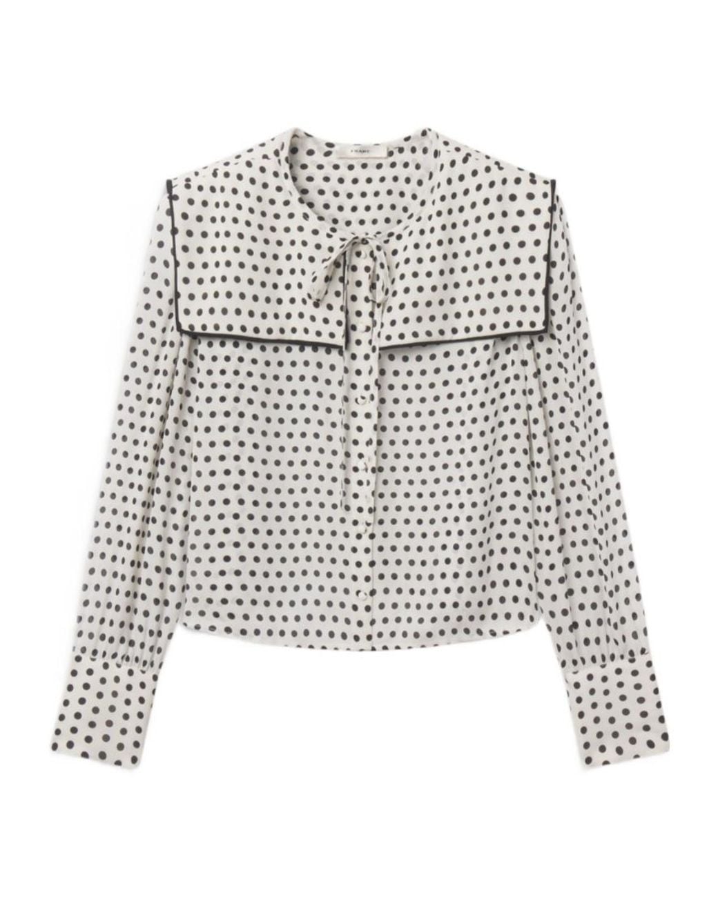 FRAME White The Polka Dot Fleet Blouse