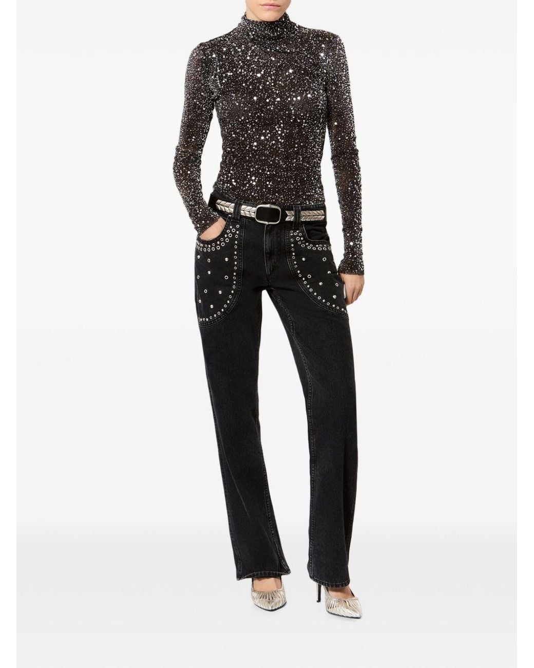 Isabel Marant Black Bead-Embellished Top