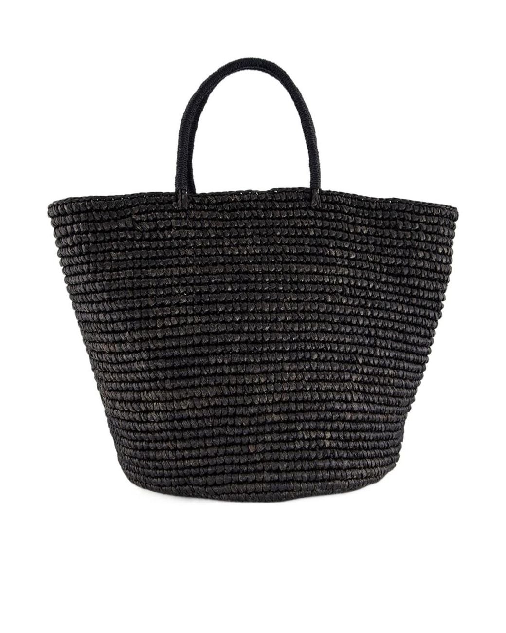 Sensi Studio Black Large Straw Tote Bag