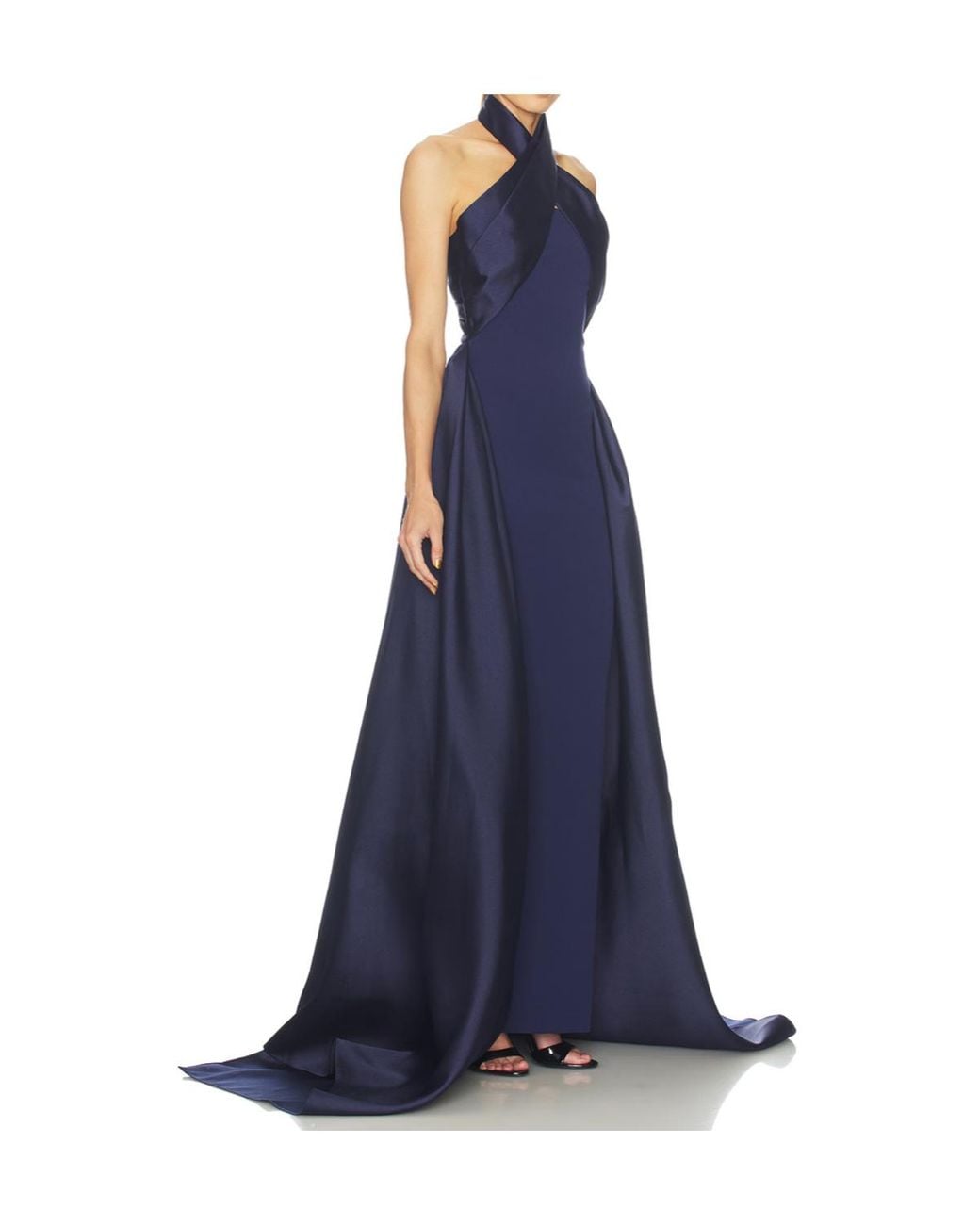 Solace London Blue The Rumi Crossover Halterneck Gown