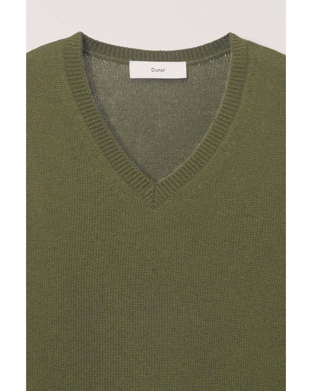 DUNST Green V-Neck Sweater for men