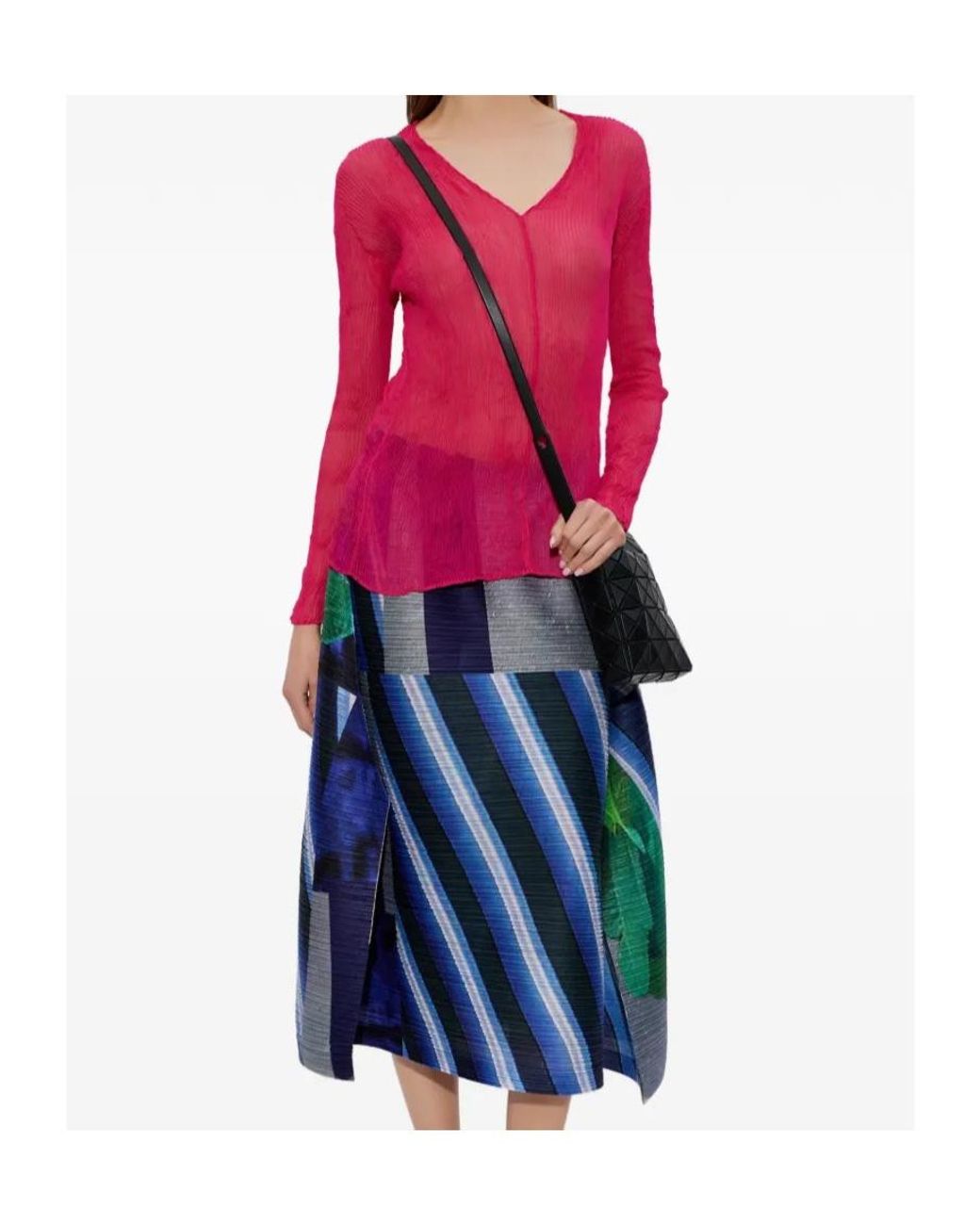 Issey Miyake Red Chiffon Twist 1 Top