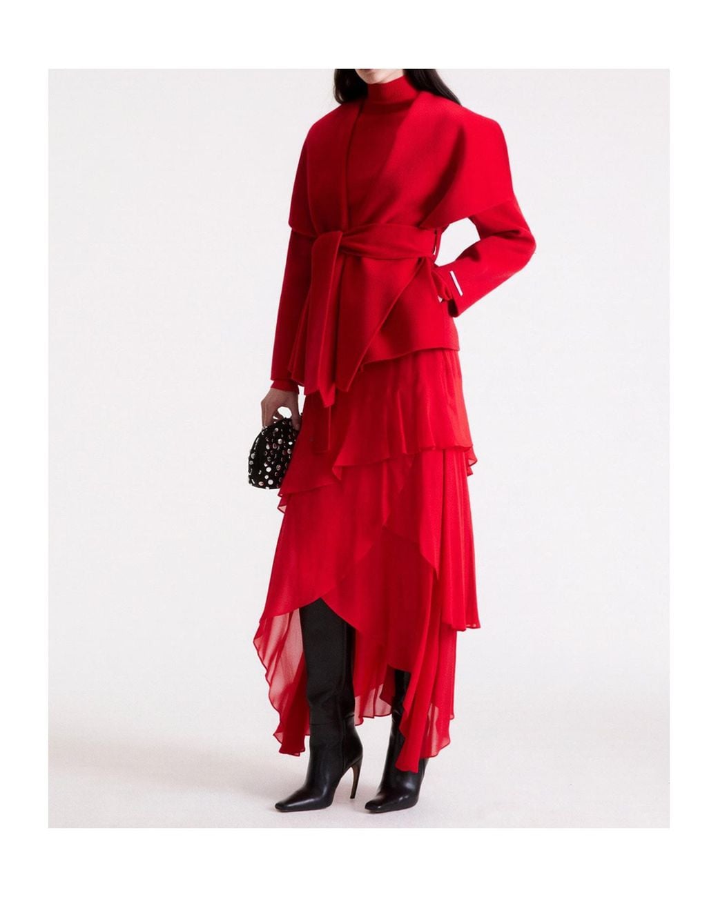 Marella Red Ruffled-Detail Skirt