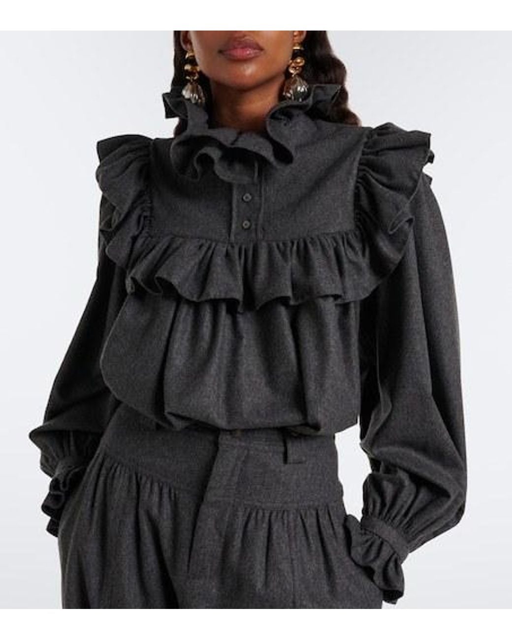 Chloé Black Wool And Cashmere Flannel Blouse