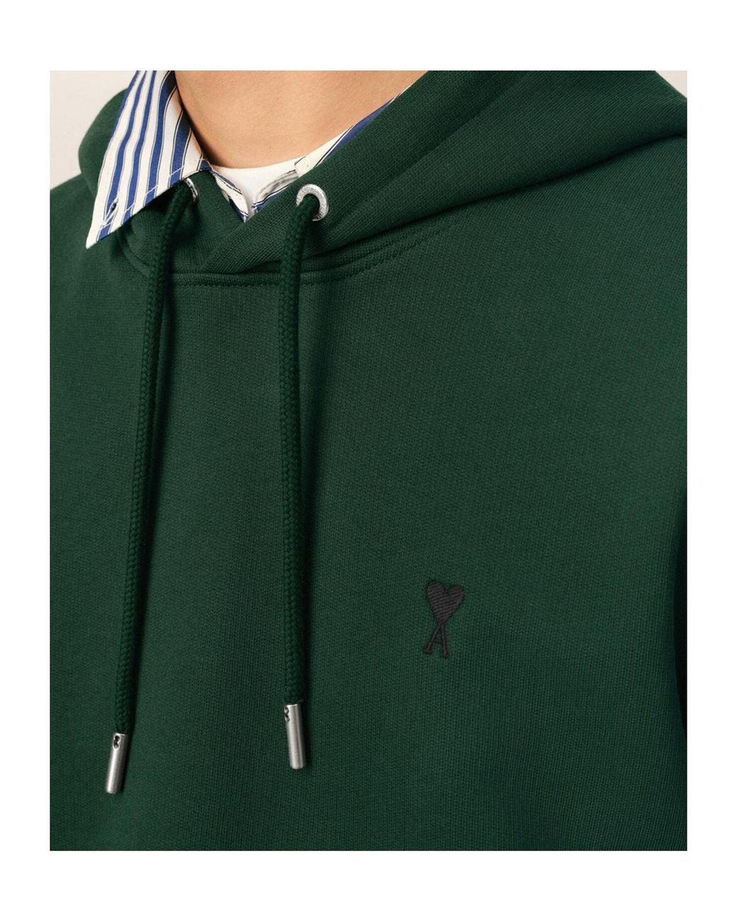 AMI Green Ami De Coeur Drawstring Hoodie for men
