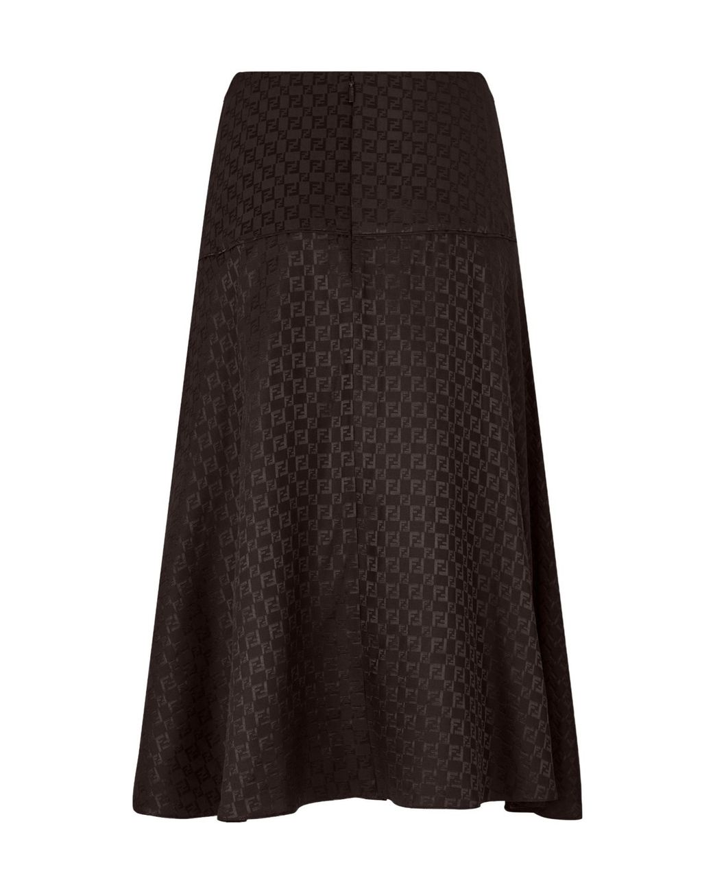 Fendi Brown Flared Long Midi Skirt