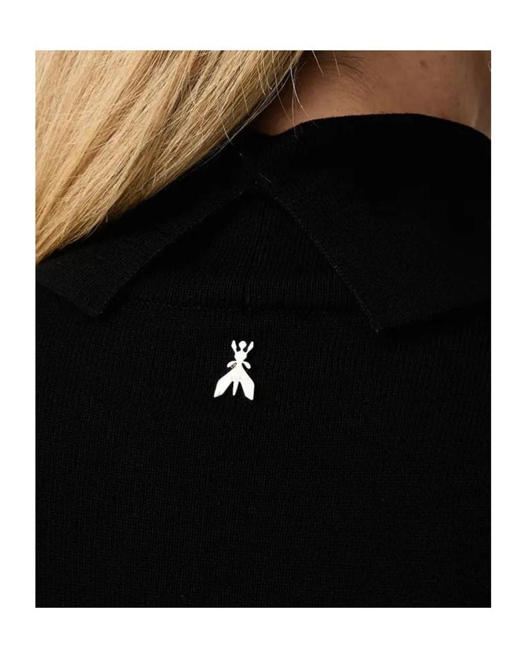 Patrizia Pepe Black Logo-Plaque Turtleneck Wool Sweater