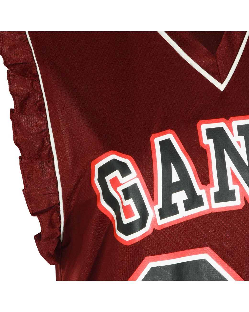 Ganni Red Ruffled Jersey Mini Dress