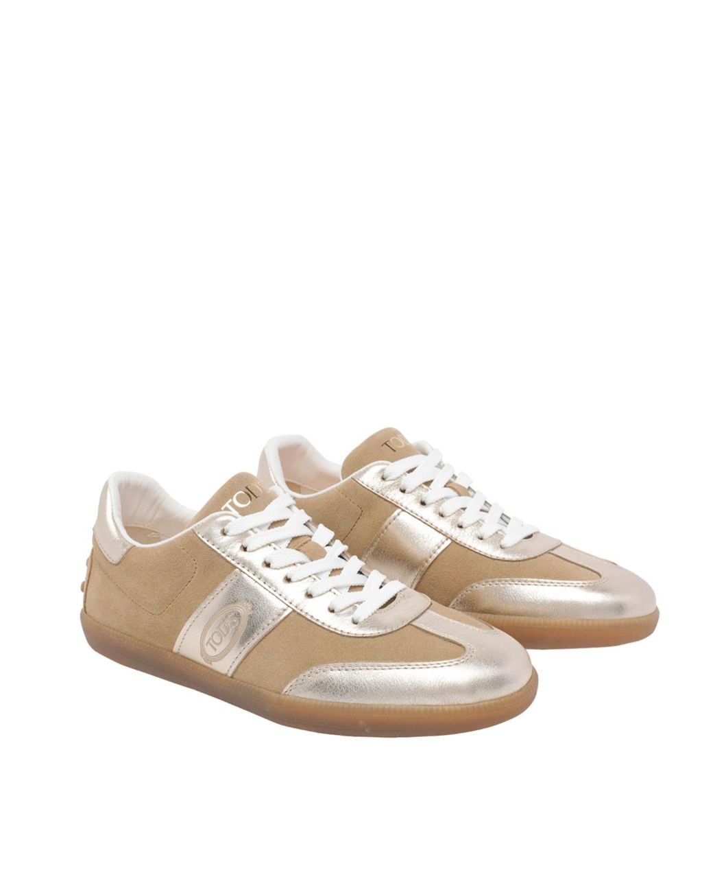 Tod's White Tab Logo Suede Sneakers