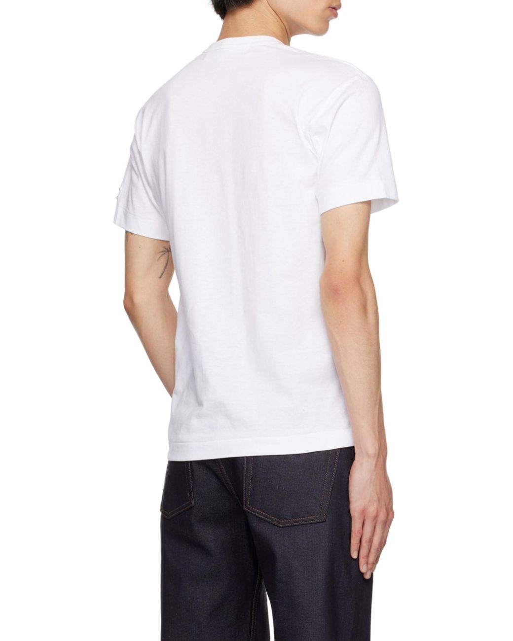 COMME DES GARÇONS PLAY White Comme Des Garçons Play Logo Patch Crewneck T-Shirt for men