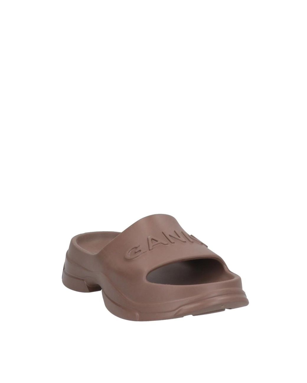 Ganni Brown Minimalist Rubber Slippers