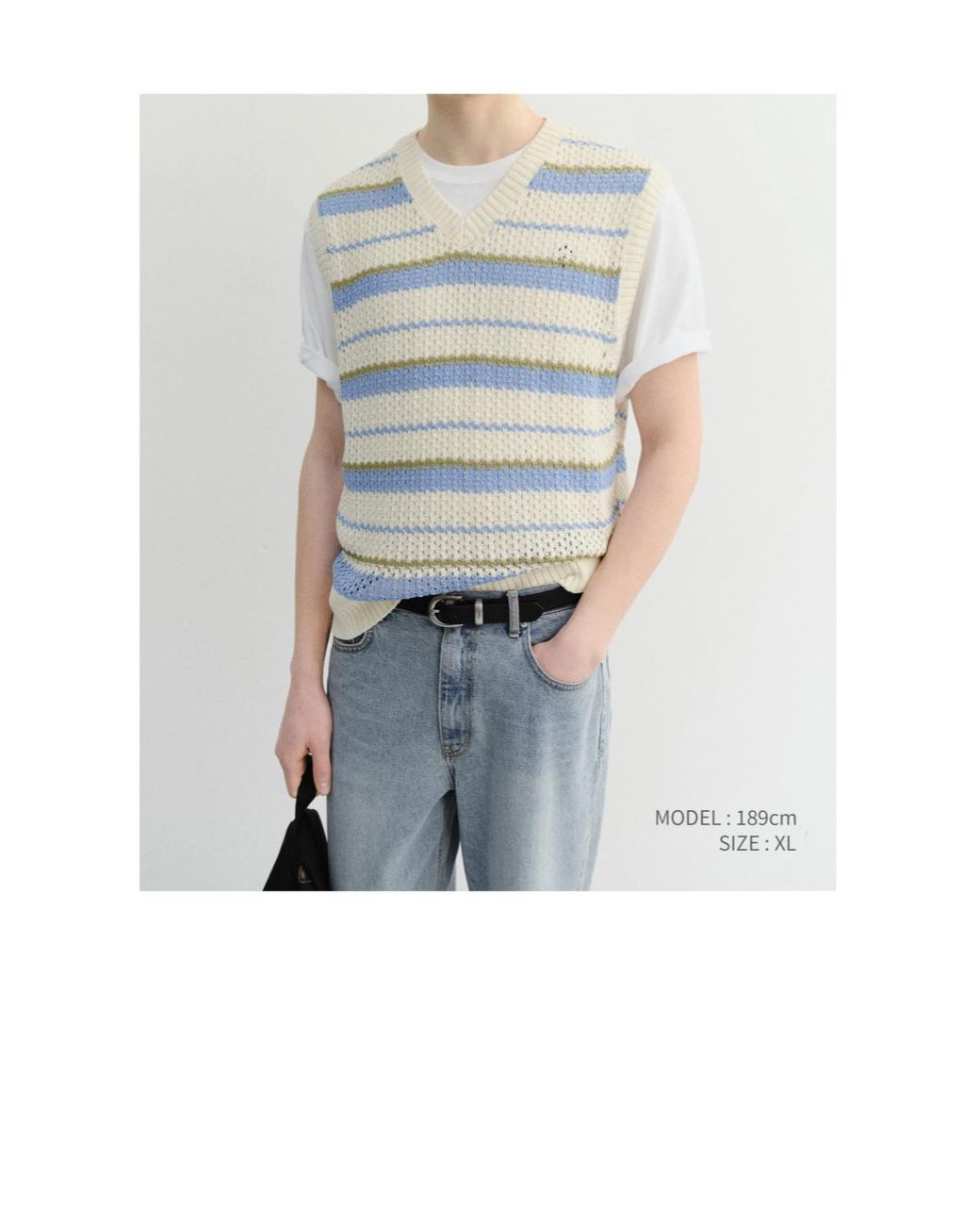 DUNST Gray Striped Chunky-Knit Vest for men