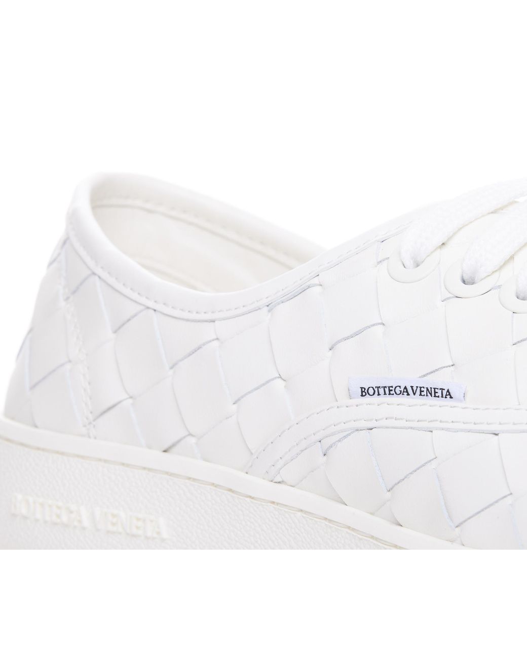 Bottega Veneta White Intreccio Lace-Up Sneakers for men