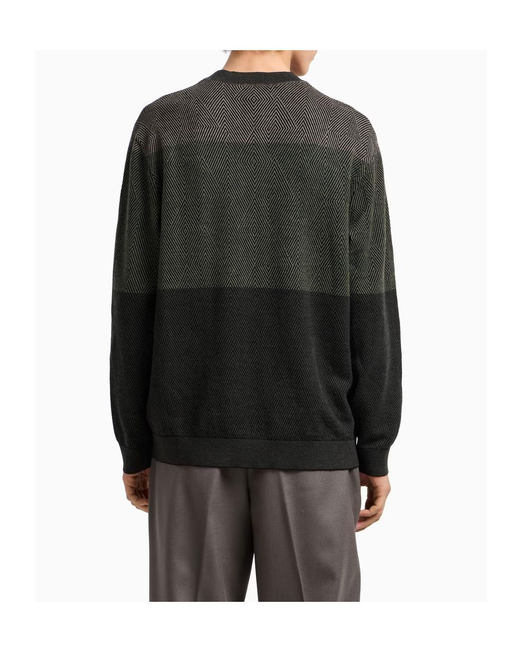 Emporio Armani Gray Long-Sleeved Crewneck Jumper for men