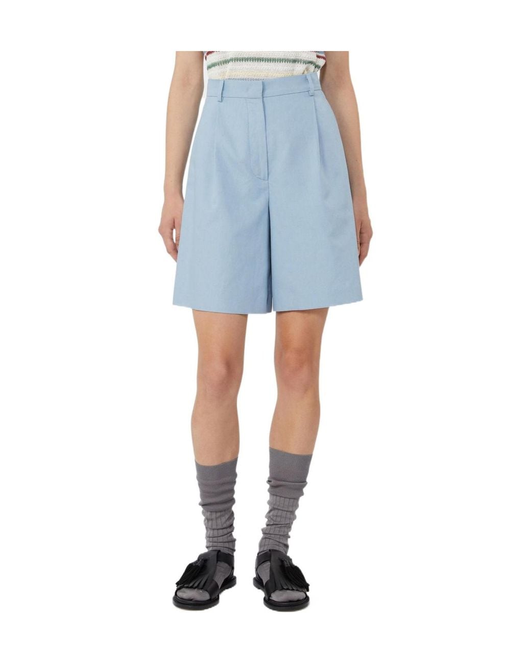 Weekend by Maxmara Blue Wkdecuba High-Waist Shorts