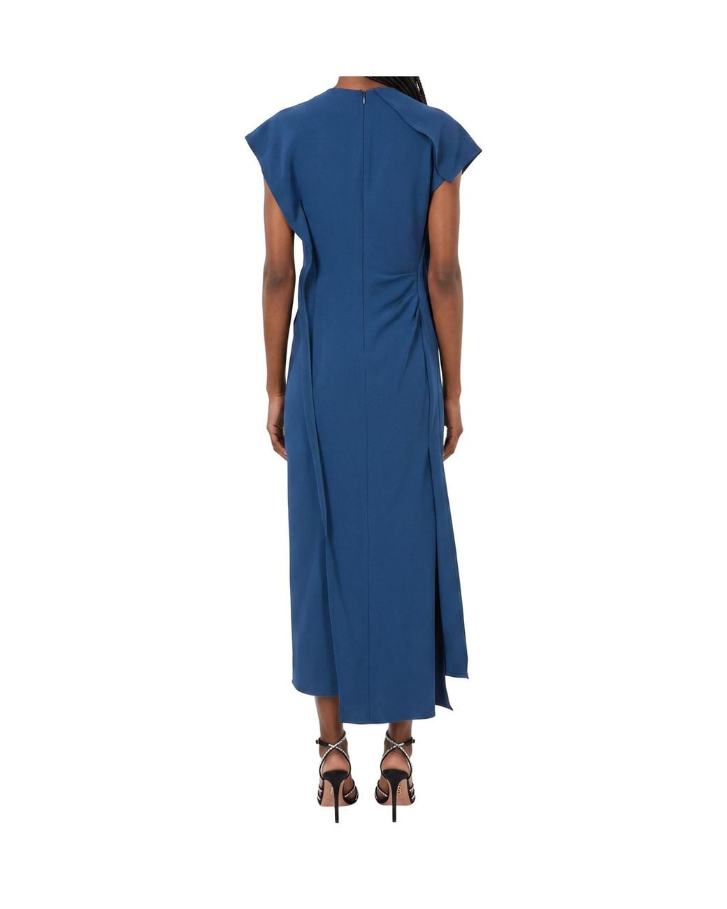 Victoria Beckham Blue Draped Midi Dress