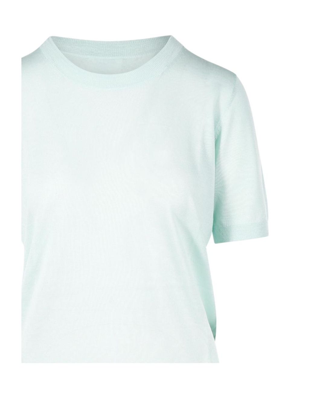 P.A.R.O.S.H. Blue Linfa Short-Sleeve Fine-Knit Top