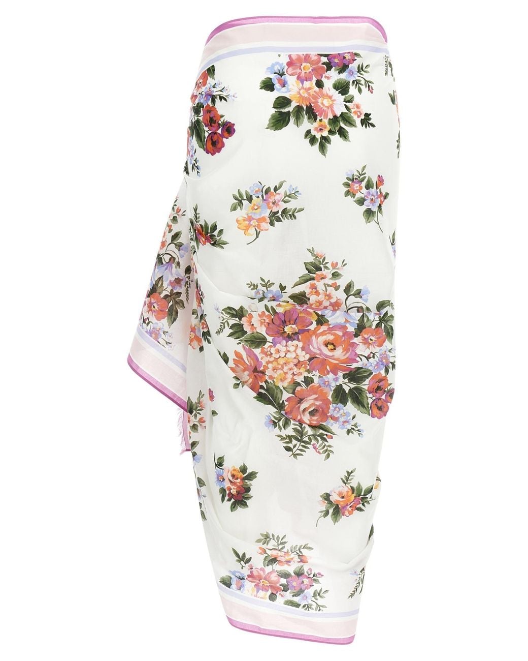 Dolce & Gabbana White Bouquet Sarong Skirt