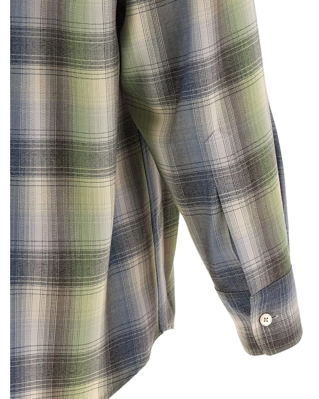 Auralee Gray Checked Long Sleeved Shirt for men