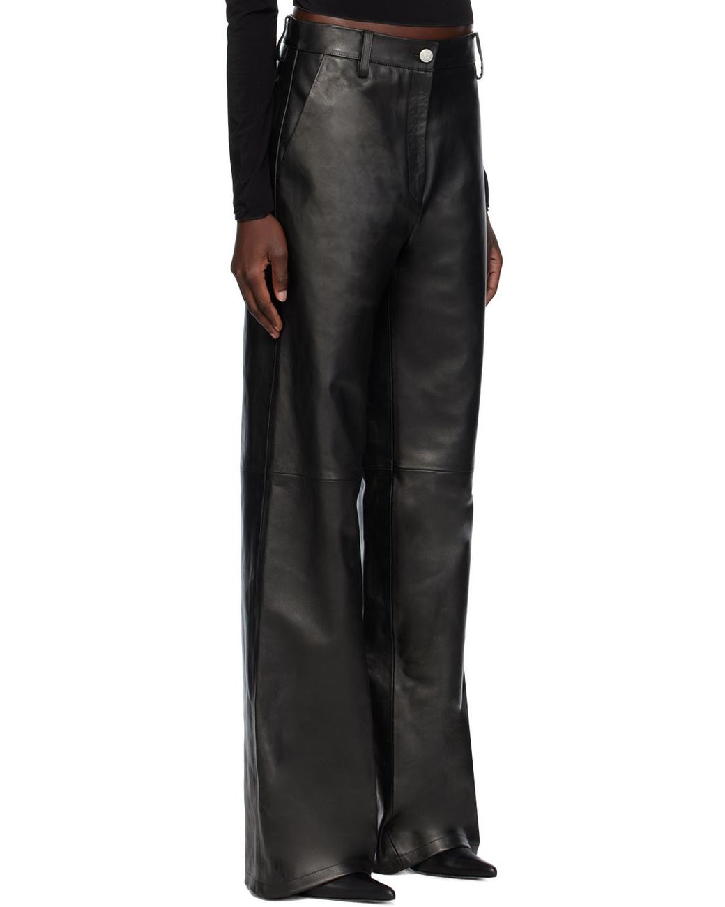 Magda Butrym Black Horn Shaped Spliced Casual Pants