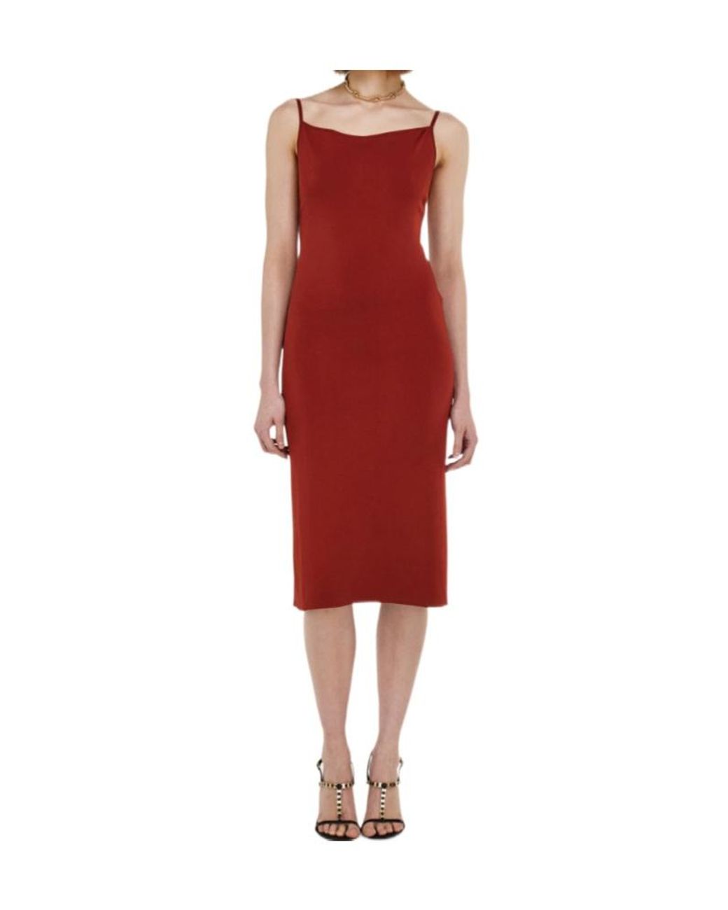 Ferragamo Red Knitted Slip Dress