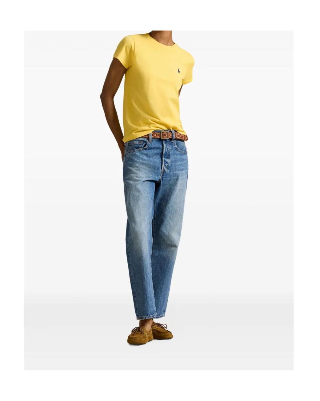Polo Ralph Lauren Yellow Logo Embroidered Crewneck T-Shirt