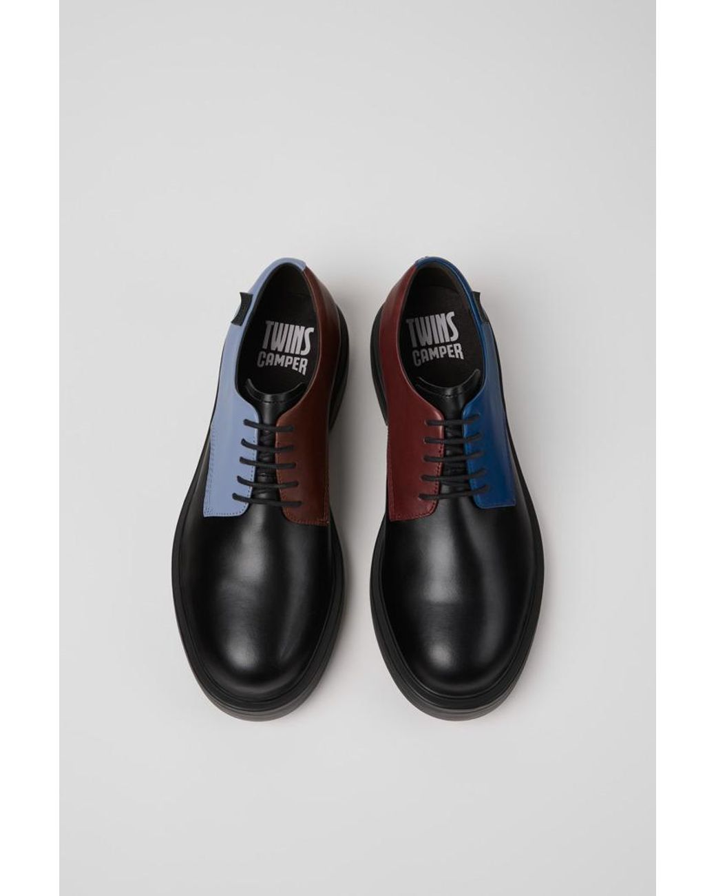 Camper Black Twins Leather Derby Shoes for men