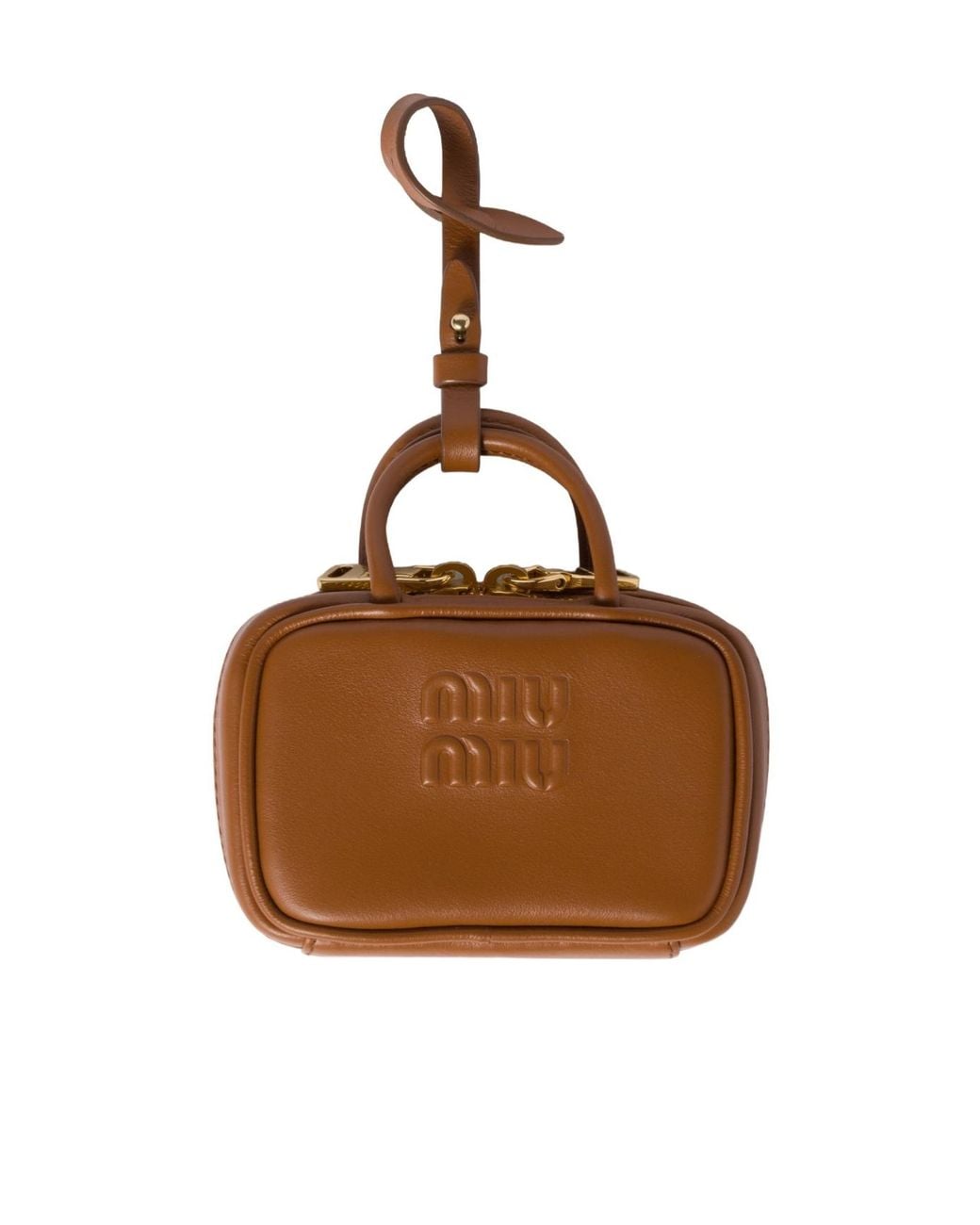 MIUMIU トリックキーリング ブラウン Miu Miu Logo-Embossed Trick Keychain in Brown | Lyst