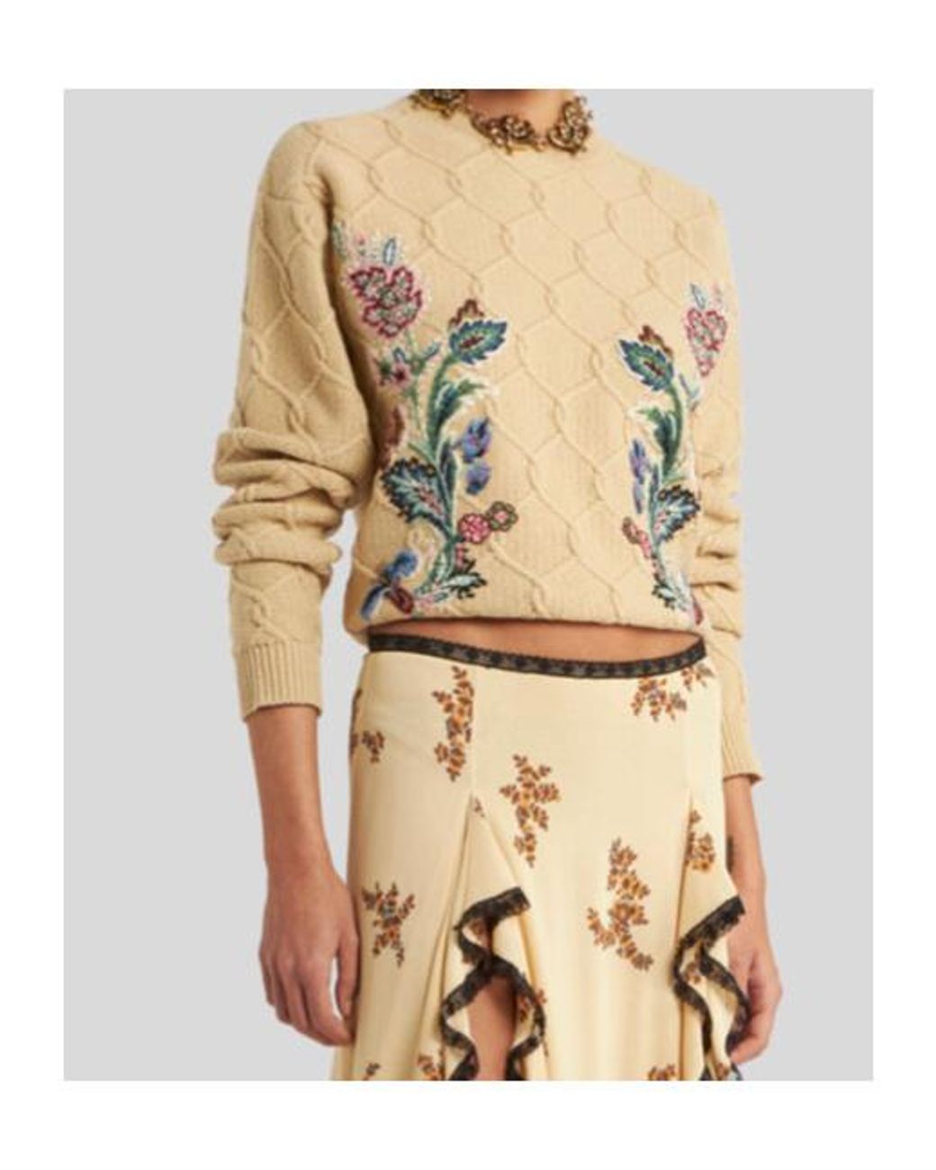 Etro White Embroidered Crewneck Jumper