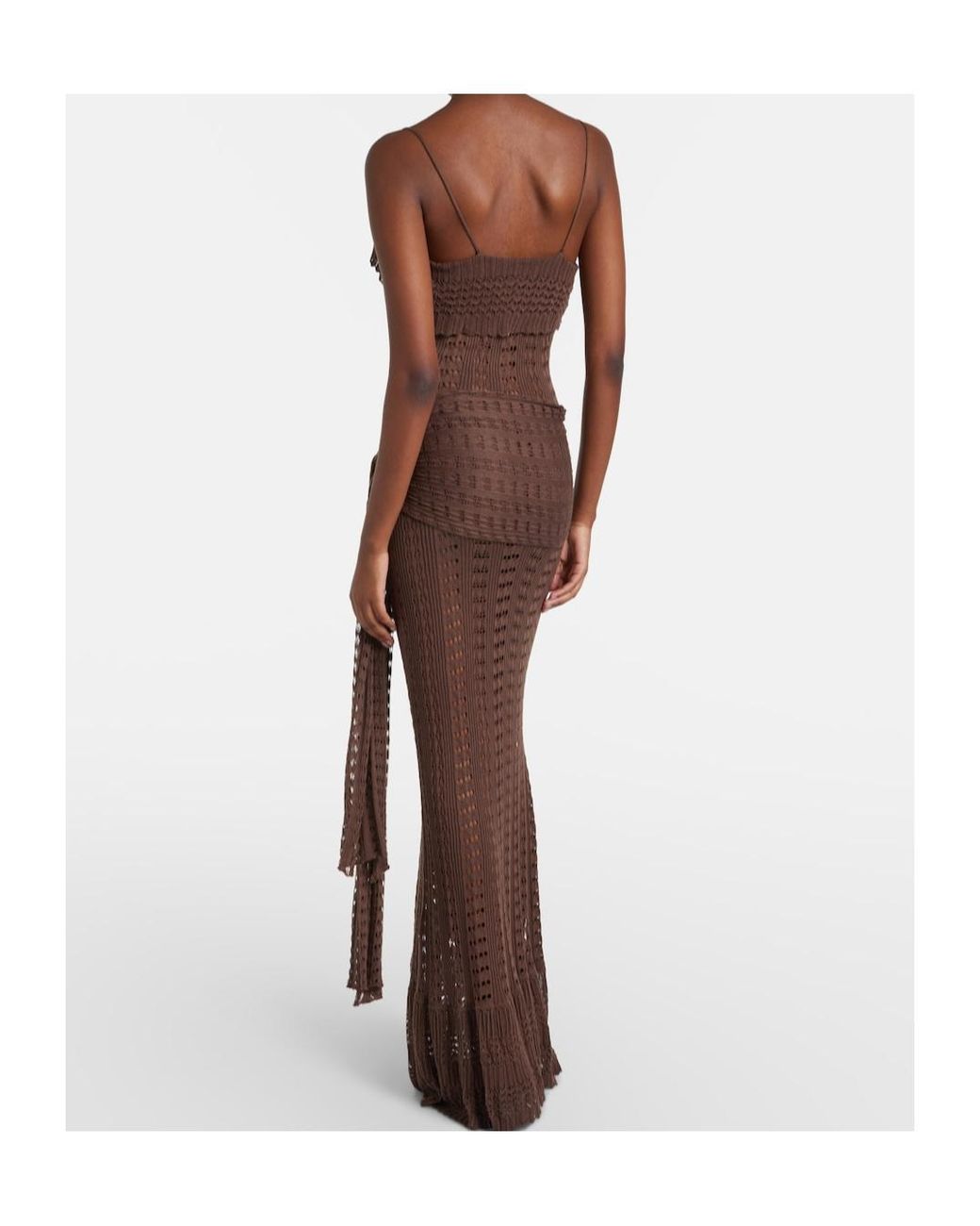 AYA MUSE Brown Ruffled Cutout Dress