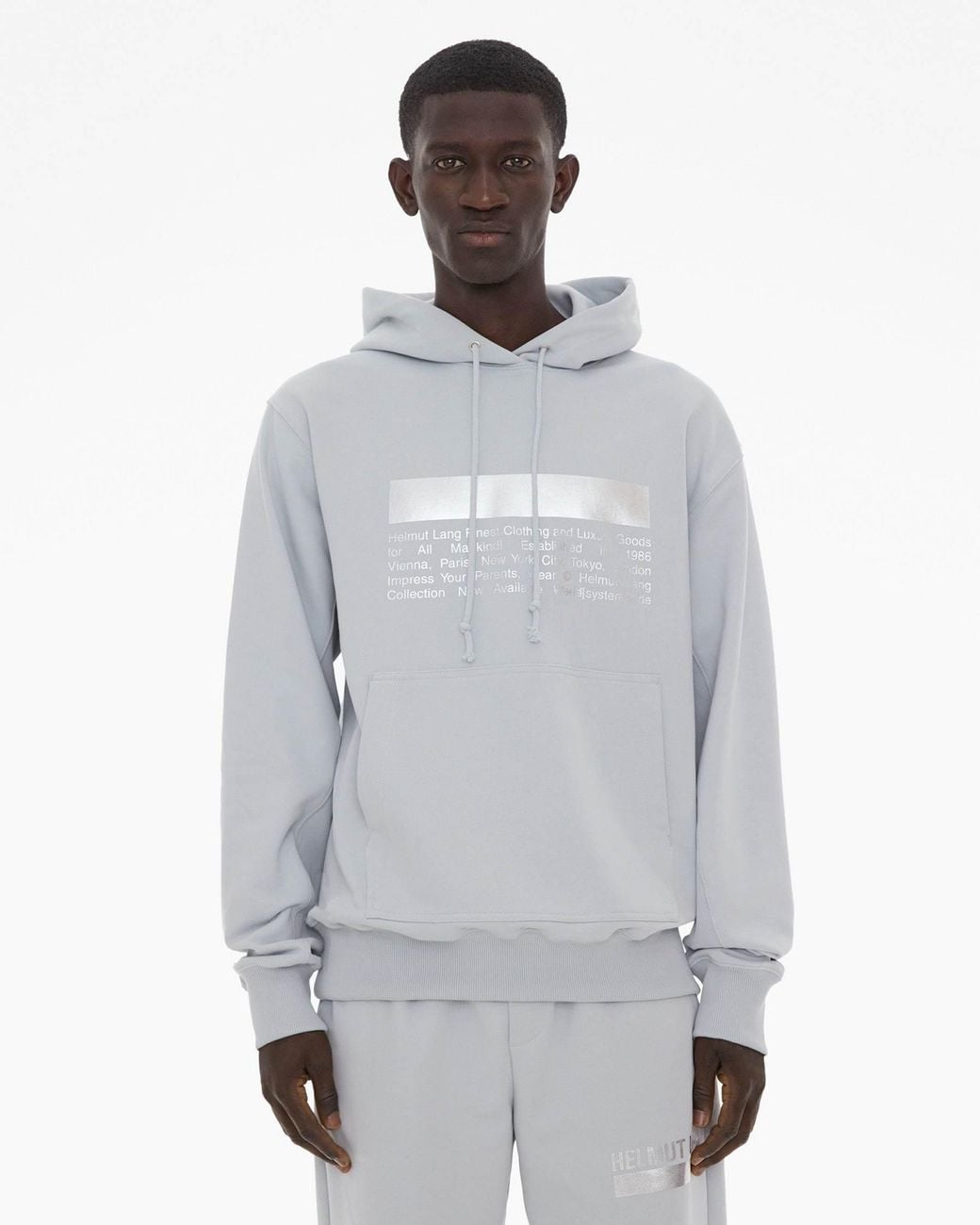 Helmut Lang Gray Space Logo Hoodie for men