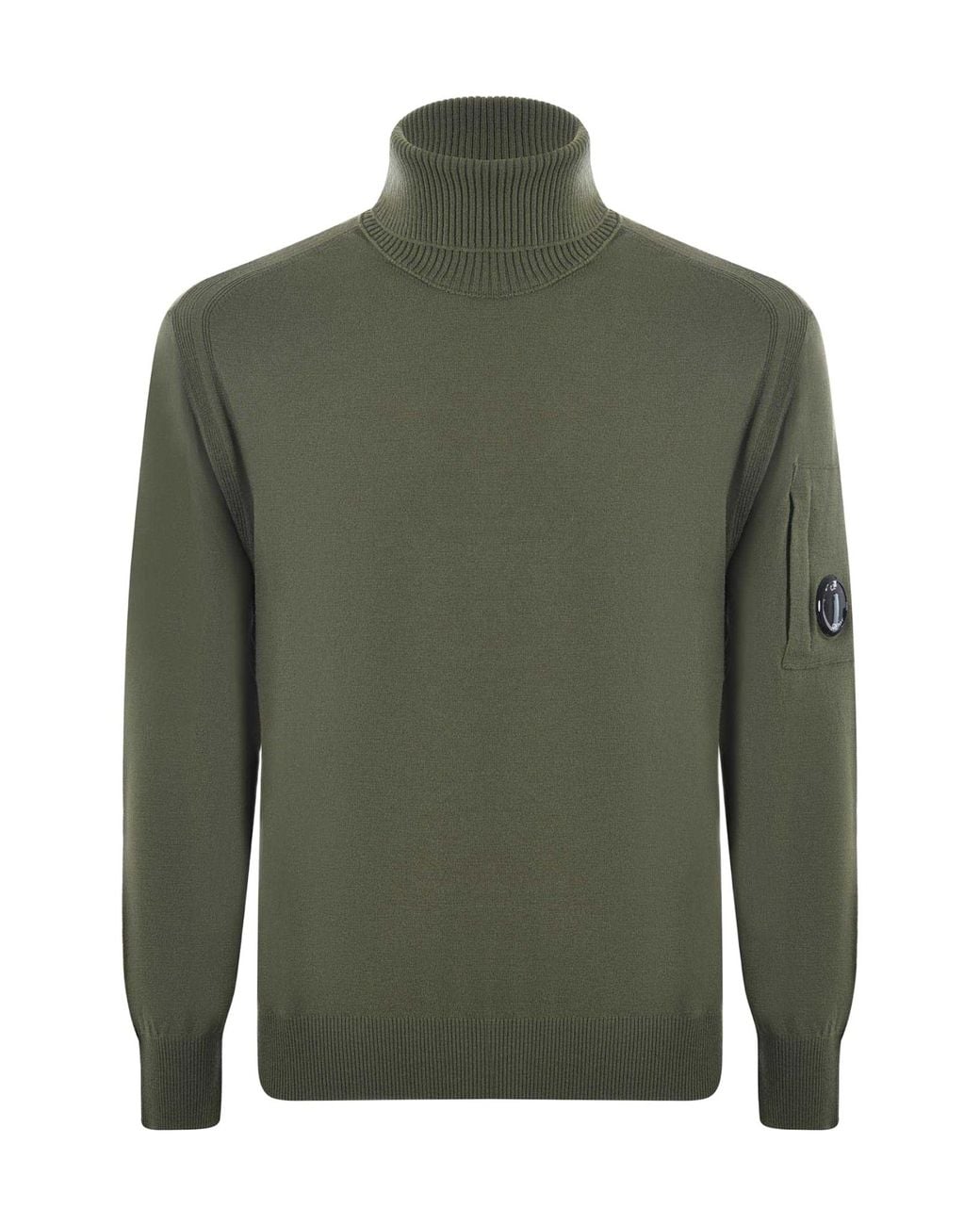 C P Company Green Ribbed Turtleneck Sweater for men