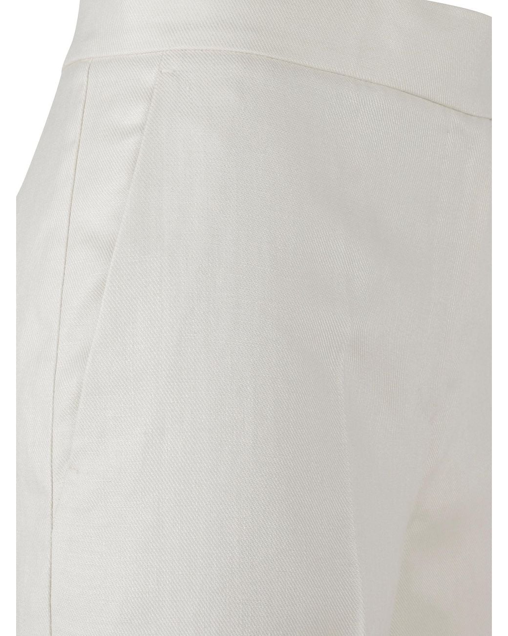 Max Mara White Badesse Tailored Linen Trousers