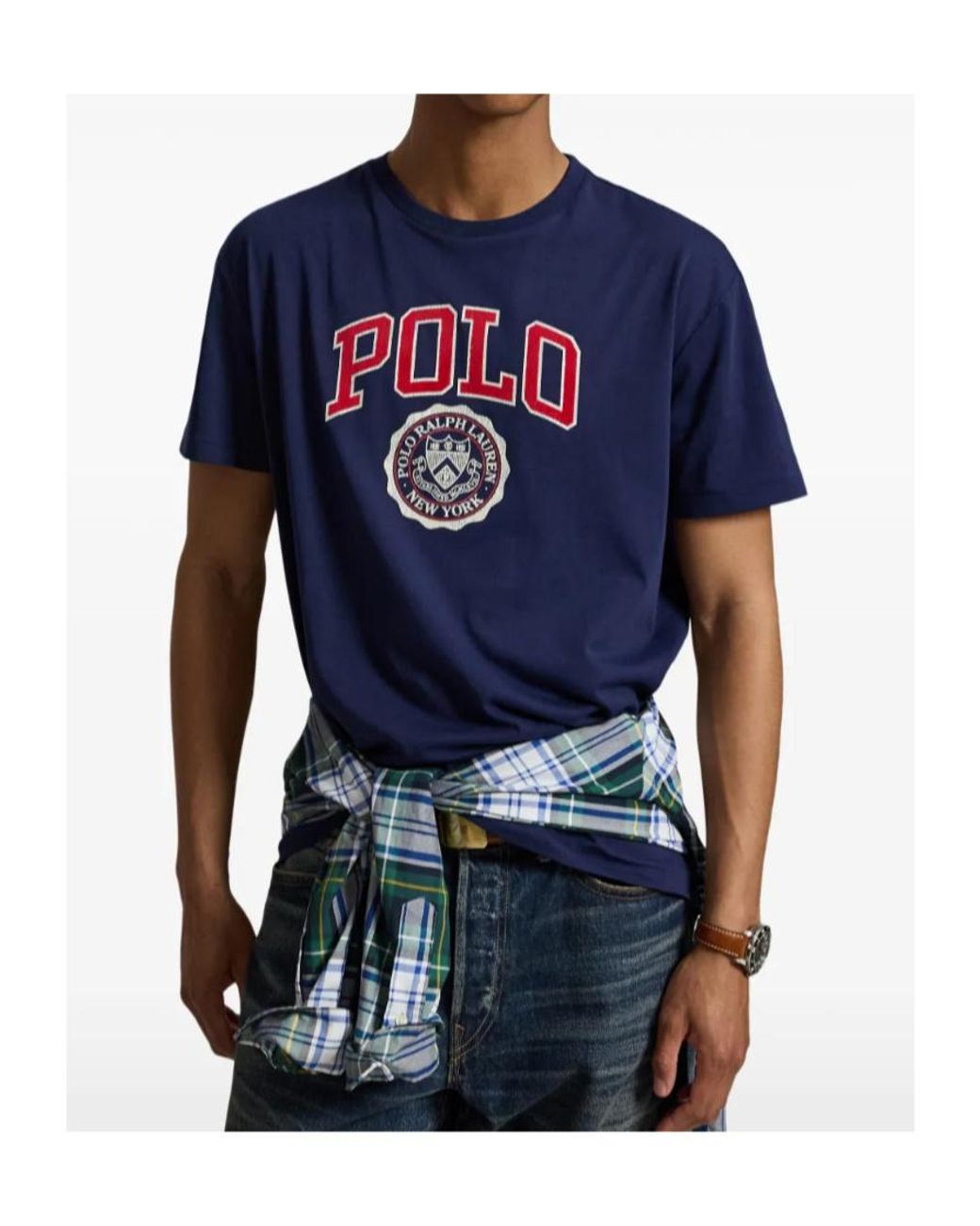 Polo Ralph Lauren Blue Logo-Print Flocked T-Shirt for men