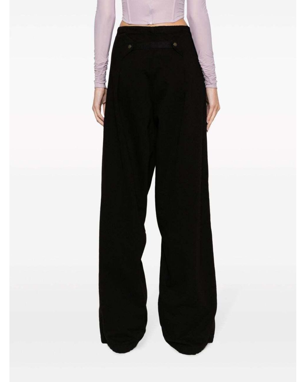 DARKPARK Black Drawstring-Waistband Cotton Trousers