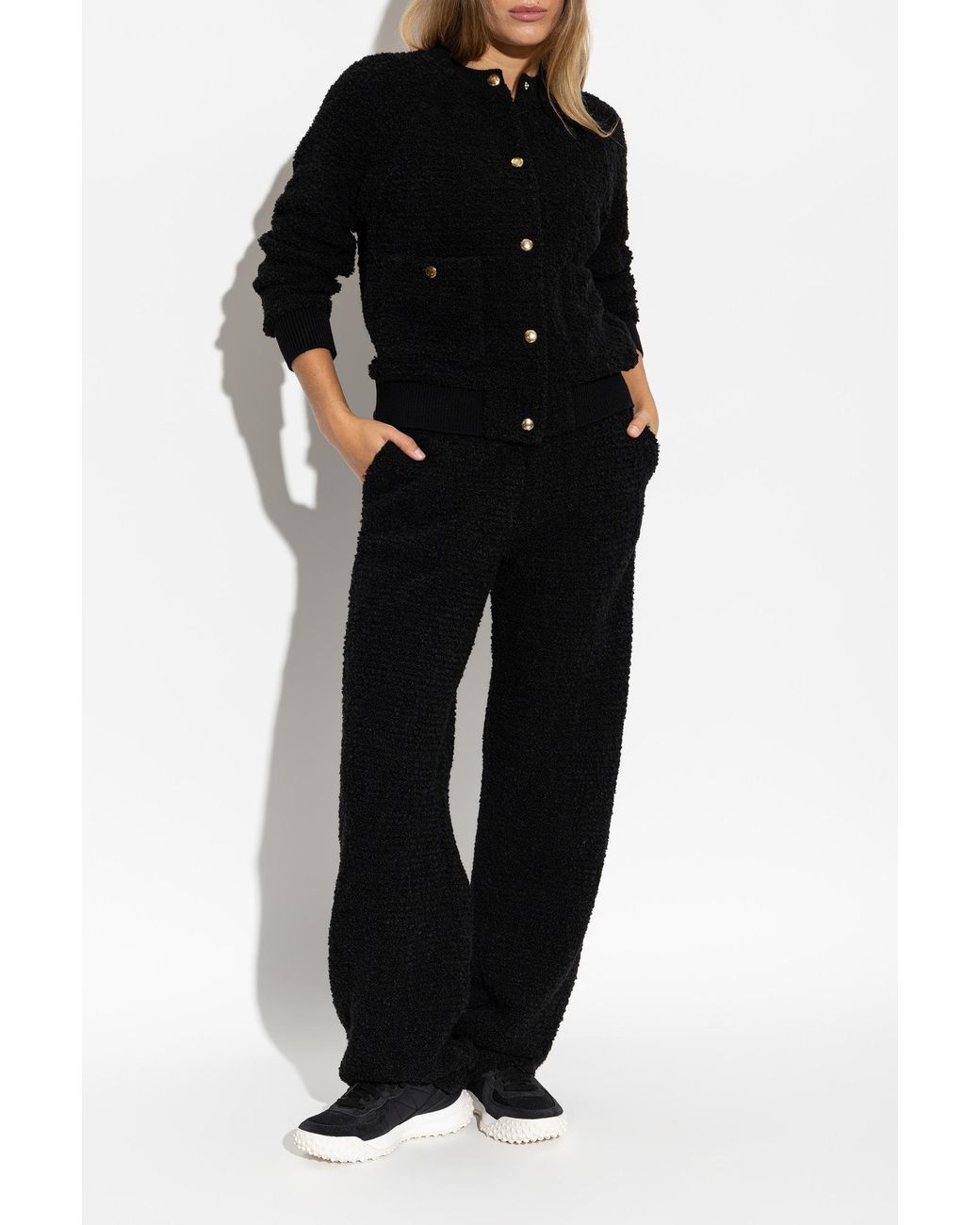 Moncler Black Textured Wide-Leg Pants