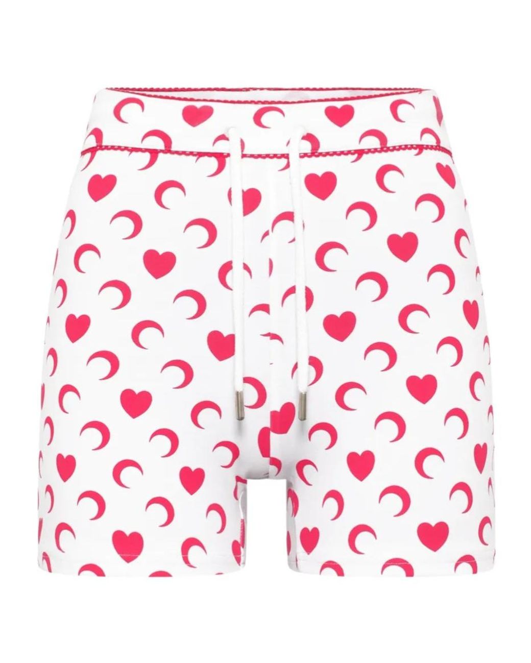 MARINE SERRE Red Moon Heart Printed Mini Shorts