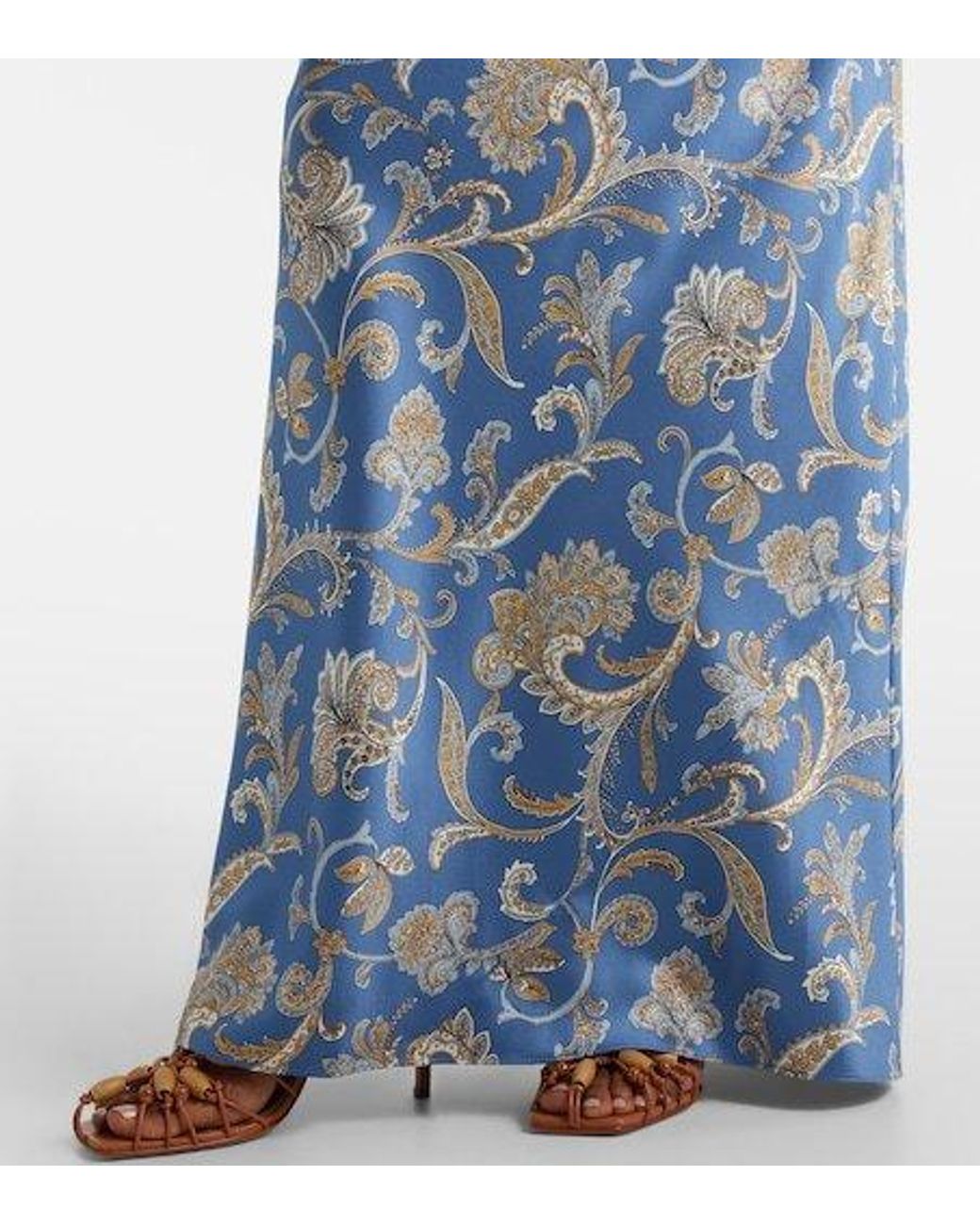 Veronica Beard Blue Ember Printed Silk-Blend Maxi Dress