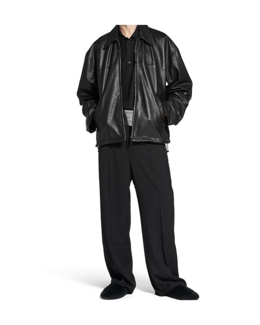 Balenciaga Black Nano Bb Zipped Leather Jacket for men