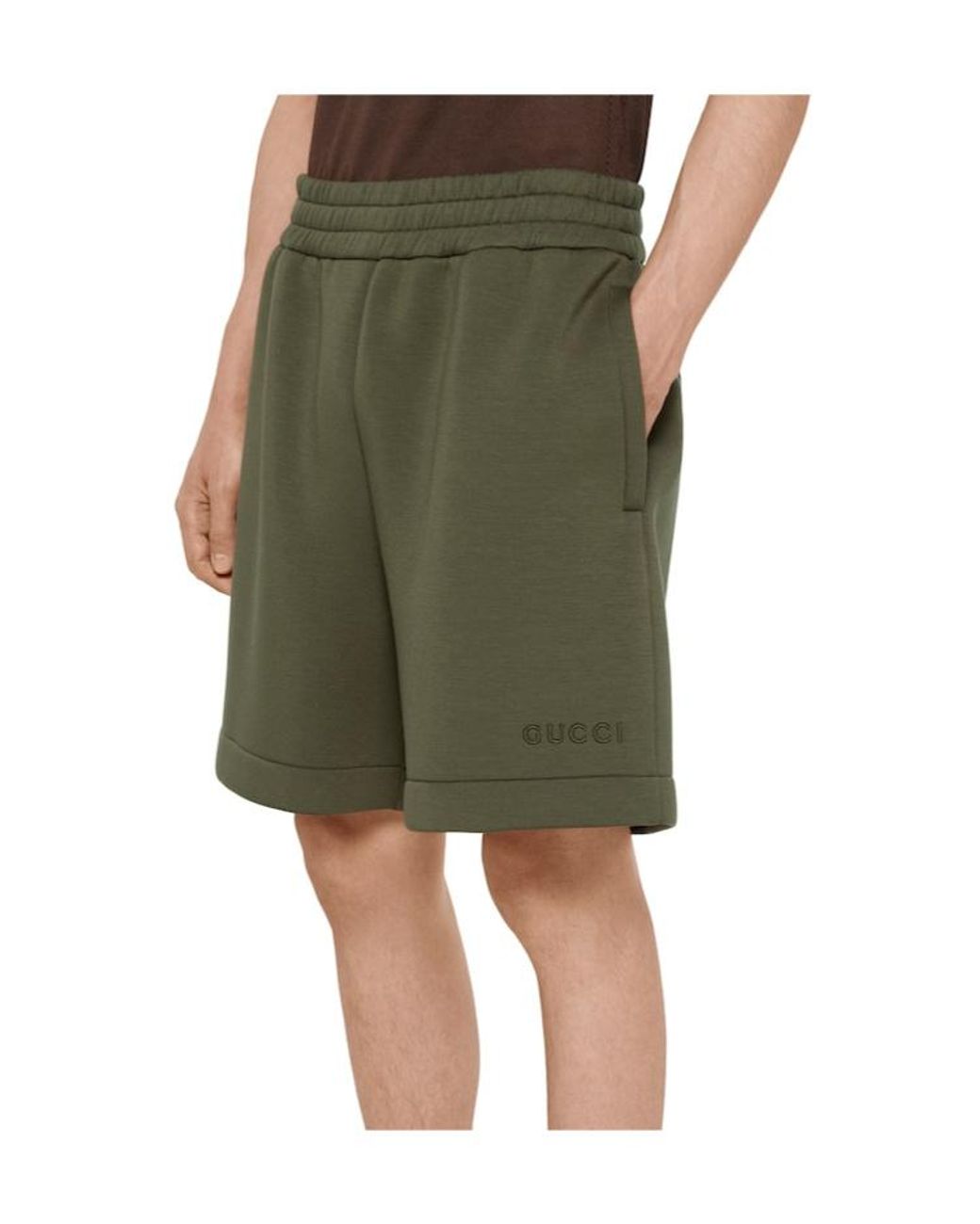 Gucci Green Embroidered Jersey Shorts for men