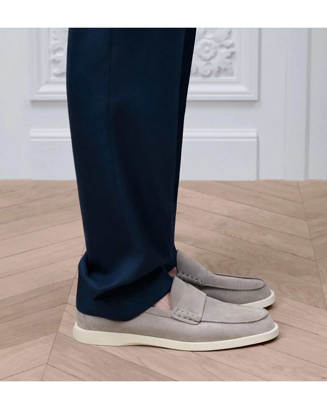 Dior Gray Homme Granville Penny Moccasins for men