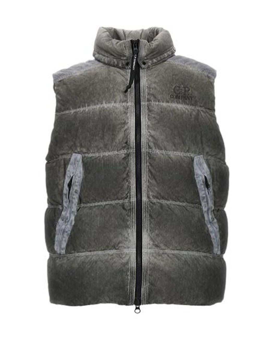 C P Company Gray Eco-Chrome Hooded Down Gilet for men