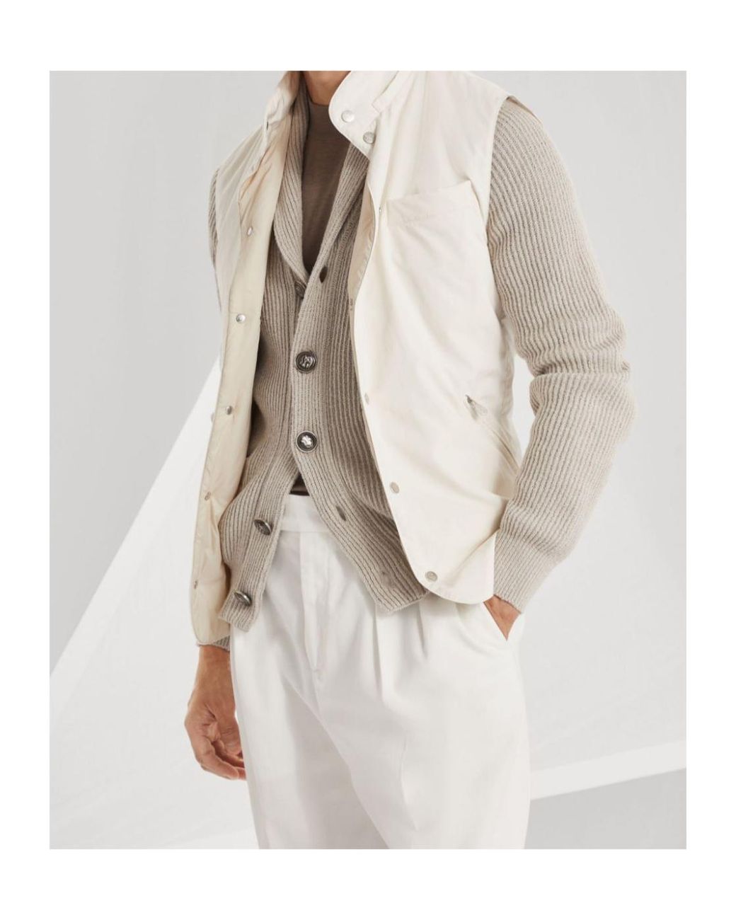 Brunello Cucinelli Gray Buttoned Straight-Hem Cardigan for men
