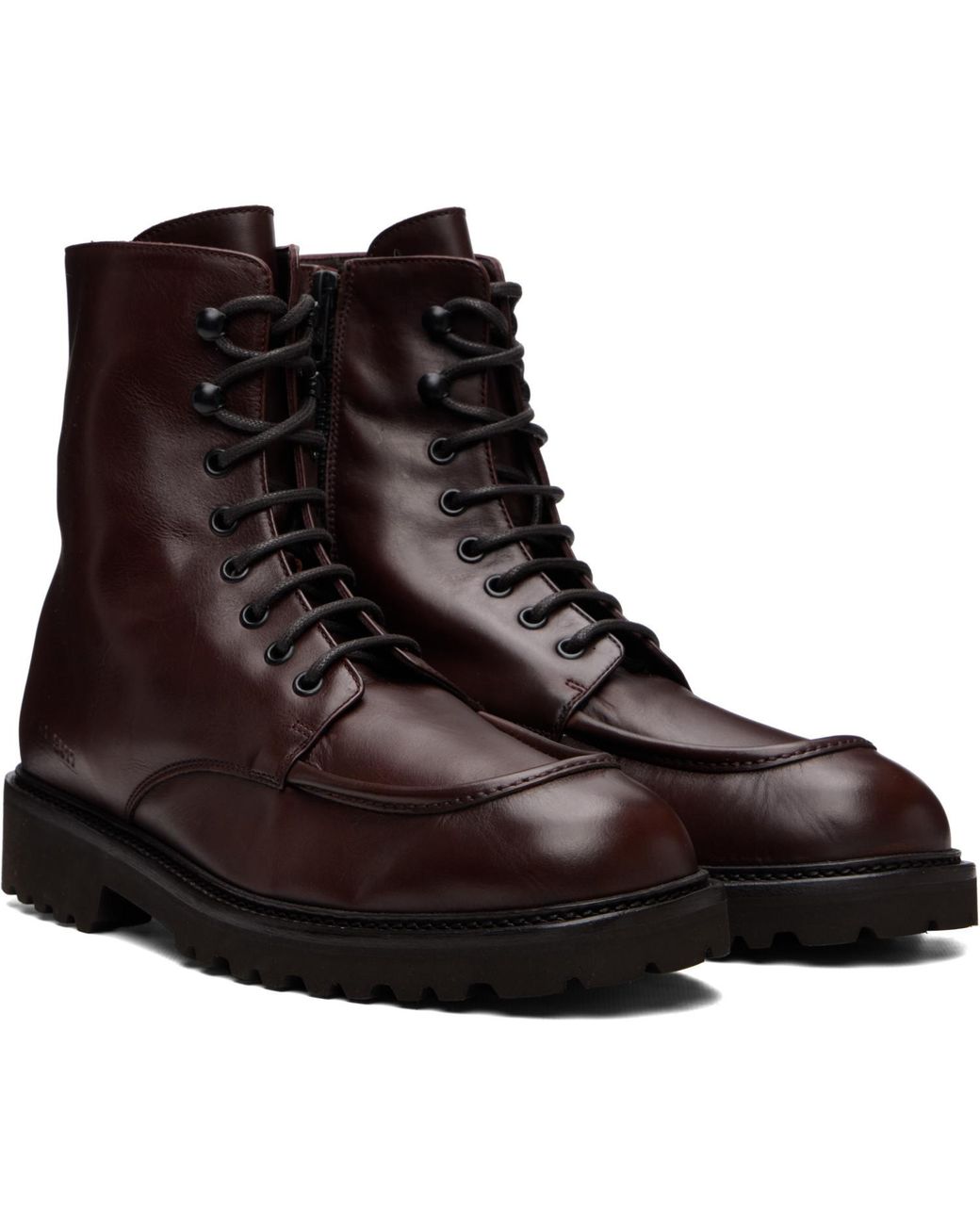Common Projects Brown Round Toe Lace-Up Ankle Boots for men