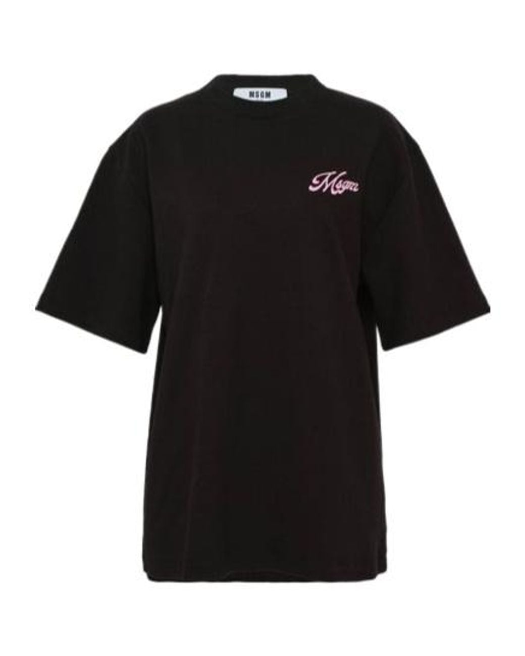 MSGM Black Short Sleeved Logo Detailed T-Shirt