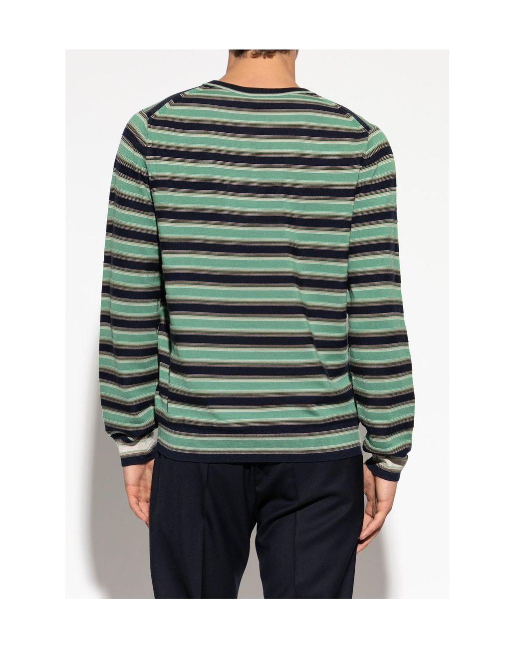 Paul Smith Green Ps Paul Smith Logo Embroidered Stripe Sweater for men