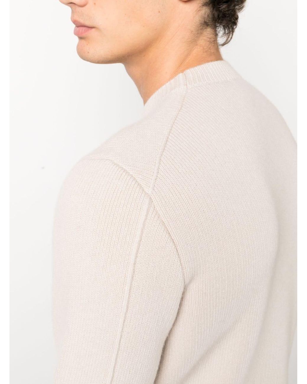 Lanvin White Round-Neck And Long-Sleeved Sweater for men
