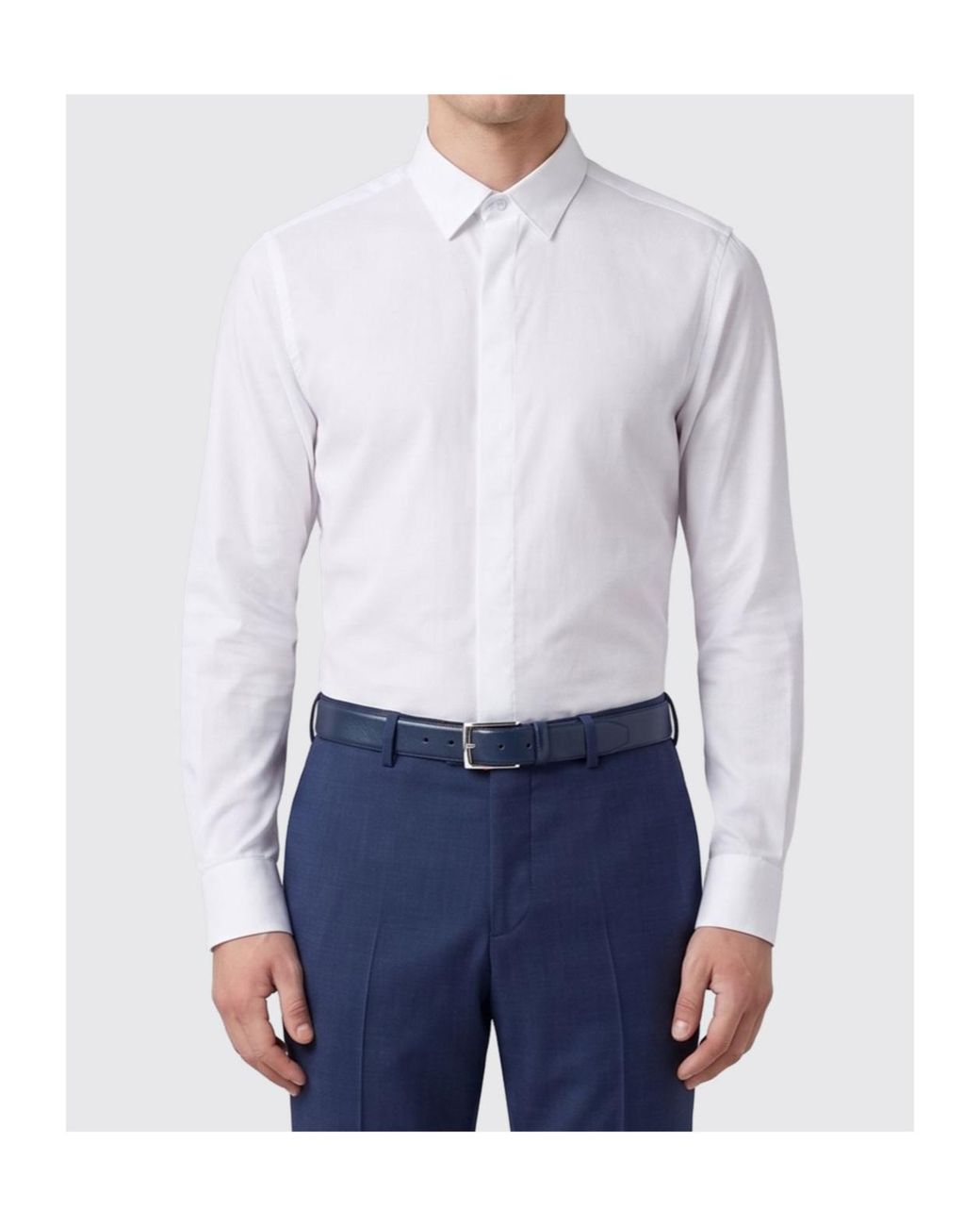 Lardini White Paflynn Concealed Placket Shirt for men